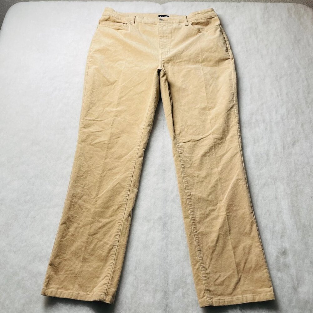 Vintage Y2K Chaps Est 1978 Womens Beige Straight Leg Corduroy Dress Pants Sz 16